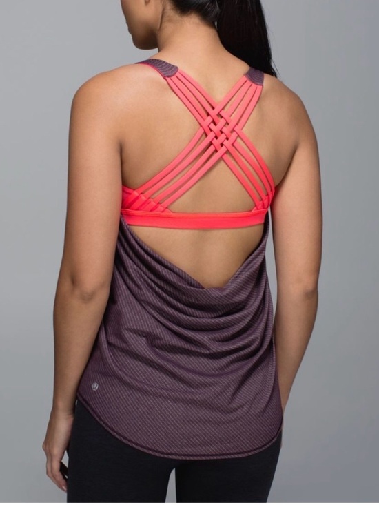 lululemon athletica Tops - Lululemon Wild Tank Built In Bra Open Back Strappy Heathered Purple Coral Size 6